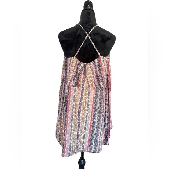 BCBGMAXAZRIA Boho Striped Criss Cross Maxi Dress Flowy Summer Festival Size S - Picture 5 of 10
